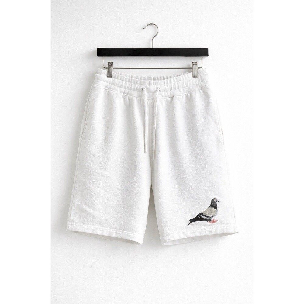 ✿ STAPLE Pigeon White Sweat Shorts Embroidered Pigeon Logo Streetwear Size S